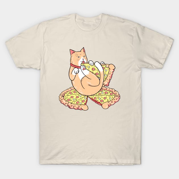 Pizza And Chill Cat T-Shirt by LittleBunnySunshine